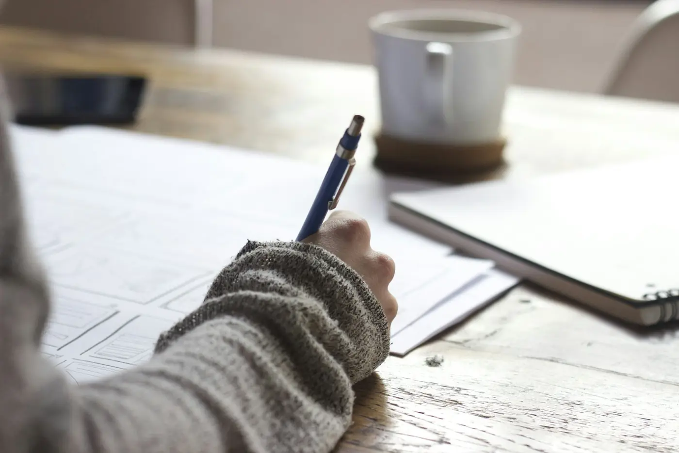 Student writing an essay